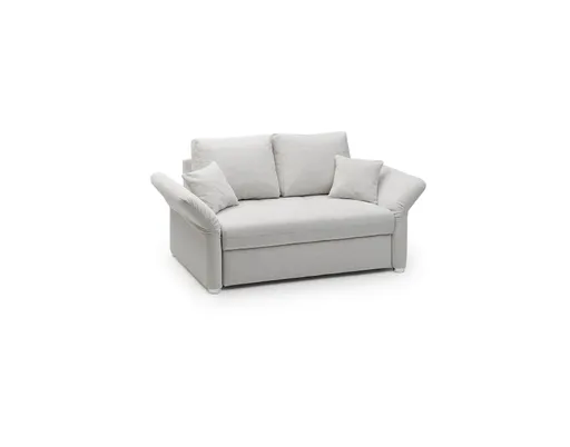 Sofa JORDEN - 1,5-Sitzer inkl. Schlaffunktion mit Bettkasten, verstellbare Armlehnen, Stoff, Beige