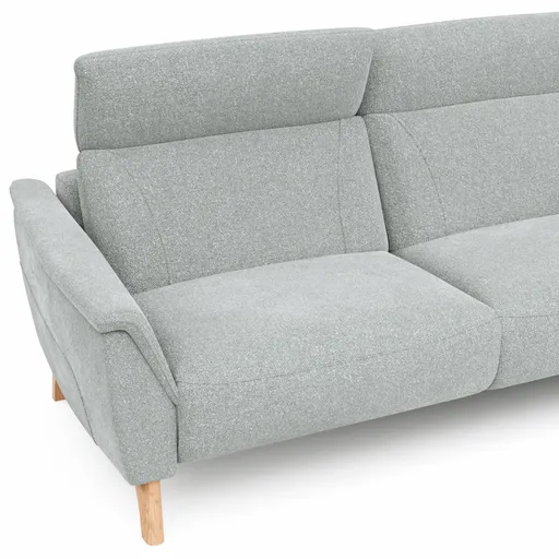 Sofa Nevin - 3-Sitzer inkl. Kopfpolsterverstellung, Stoff, Silbergrau