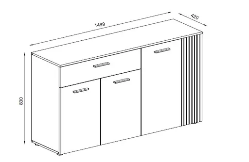 Sideboard - B ca. 150 cm, Anthrazit, Eiche Coast Evoke Nachbildung