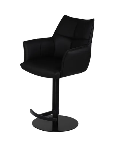 Barhocker MELE - drehbar, höhenverstellbar, Leder, Schwarz