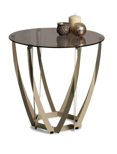 Beistelltisch - Ø/H ca. 50x50 cm, Bronze, Cremeweiß