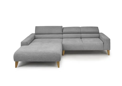  Ecksofa CHENOA - Longchair links und 2-Sitzer, Sitzvorzug motorisch, Stoff, Steingrau