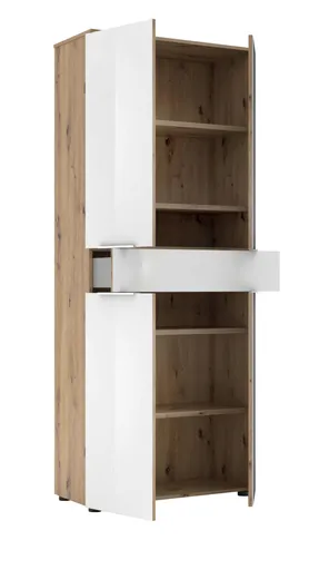Büroschrank - B ca. 80 cm, Artisan Eiche Nachbildung, Weiß