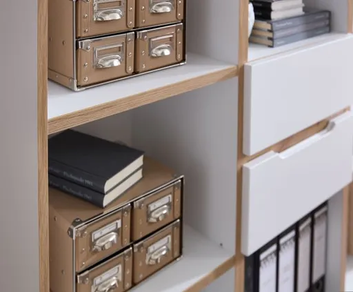 Büroschrank - B ca. 45 cm, Weiß, Artisan Eiche Nachbildung