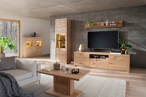 Couchtisch - LB ca. 95x55 cm, Eiche Nachbildung, Eiche massiv geölt