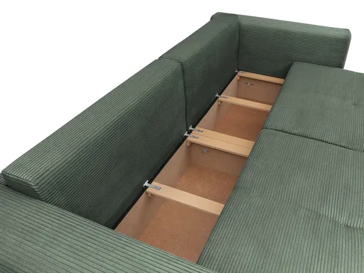Megasofa Juless - Schlaffunktion mit Bettkasten, Cord, Grün