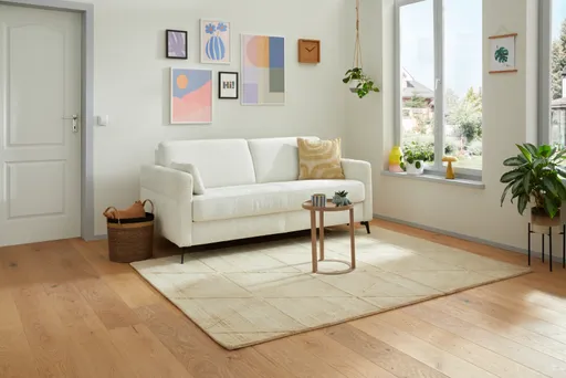 Schlafsofa Laredo - 2,5-Sitzer inkl. Schlaffunktion, Stoff, Offwhite