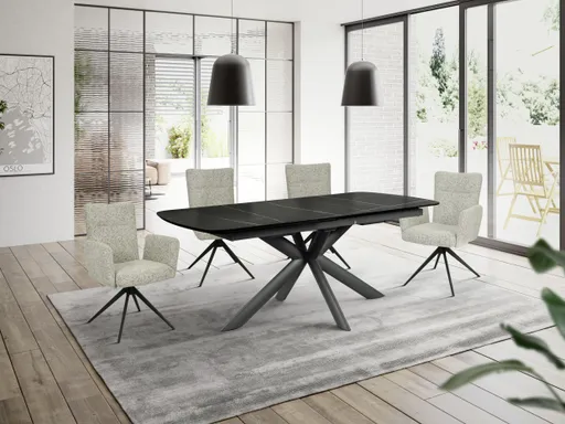 Esstisch MAXIE - ausziehbar, LB ca. 190x98 cm, Glaskeramik, Anthrazit Struktur