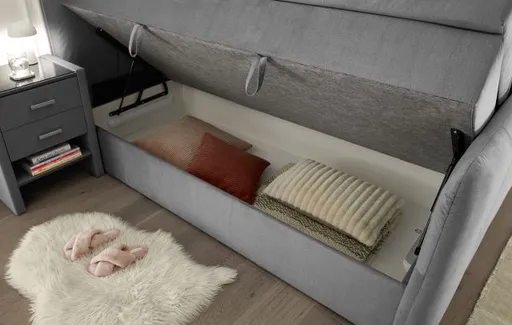 Boxspringbett HOLLIE- Liegefläche ca. 180x200 cm, Stoff, Grau, TFK H3/TFK H3