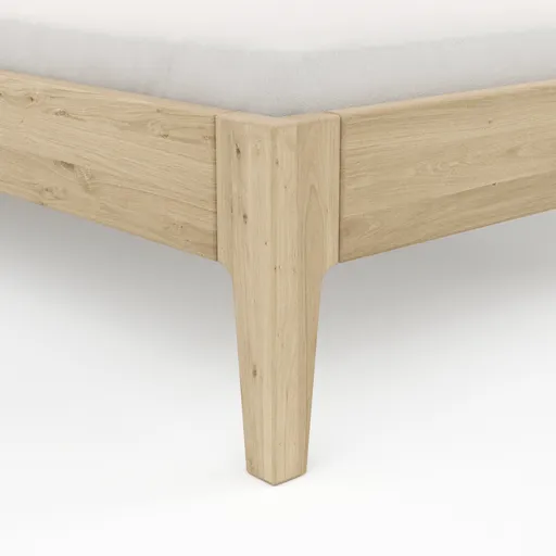 Bettgestell 1660 - Liegefläche ca. 140x200 cm, Wildeiche massiv, bianco geölt