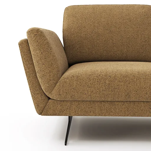 Sofa Tova - 2-Sitzer inkl. Rücken- und Armlehnfunktion, Kufe, Stoff, Kurkuma