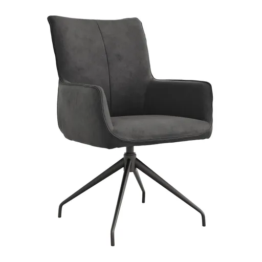Armlehnstuhl Calyra - drehbar, Stoff, Anthrazit