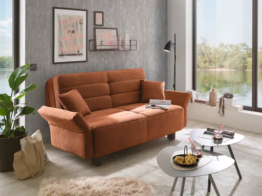 Faltsofa Easy - 2-Sitzer, ca. 140 cm inkl. Schlaffunktion/Armlehne verstellbar, Stoff, Rot
