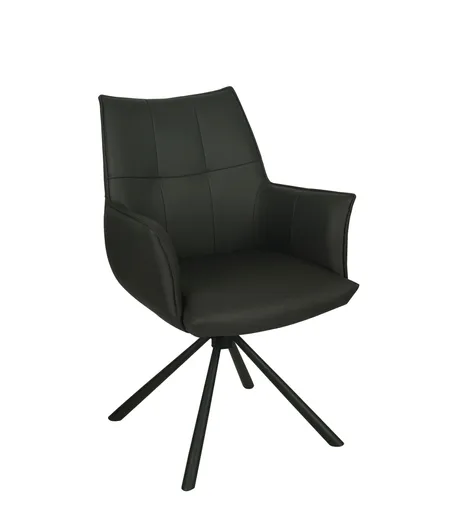 Armlehnstuhl MAKANA - drehbar, Stoff, Schwarz