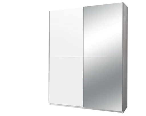 Schwebetürenschrank- B ca. 170 cm, Weiß, Spiegel