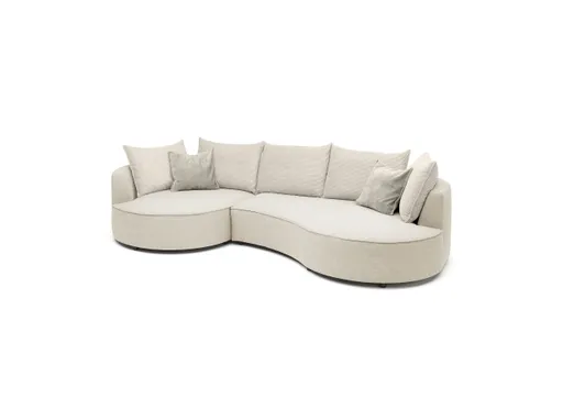 Ecksofa - Ecke links, 2-Sitzer, Stoff, Creme