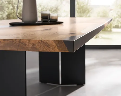 Esstisch Nera - LB ca. 220 x 110 cm, Asteiche massiv, Epoxy, Grau