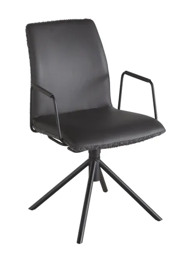 Armlehnstuhl Sedana - drehbar, Stoff, Dunkelgrau