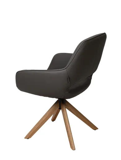 Armlehnstuhl MARIELLE - drehbar, Leder, Dunkelbraun