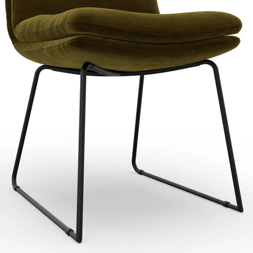Stuhl Jukka - Kufe, Stoff, Khaki