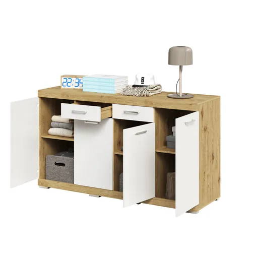 Kommode - Eiche Dekor, Weiß