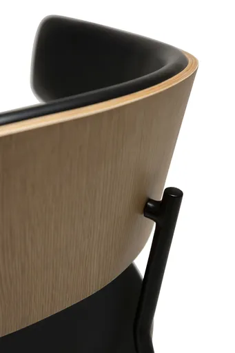 Stuhl - Furnierholz, Kunstleder, Eiche, Schwarz