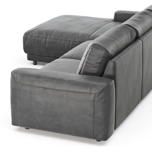 Ecksofa Balok - Longchair groß links mit 2,5-Sitzer, Stoff, Anthrazit