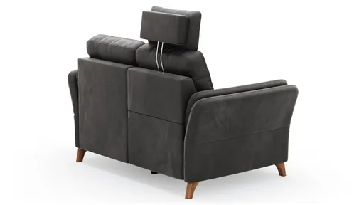 Sofa Vayra - 2-Sitzer, inkl. Relaxfunktion (motorisch) und Kopfstütze verstellbar (manuell), Stoff, Anthrazit