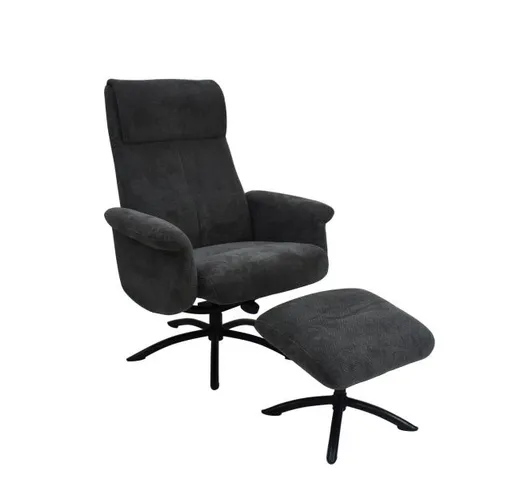 TV-Sessel MORTON mit Hocker - drehbar, Stoff, Grau