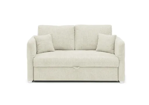 Sofa JORDEN - 2-Sitzer inkl. Schlaffunktion, verstellbaren Armlehnen, Stoff, Creme