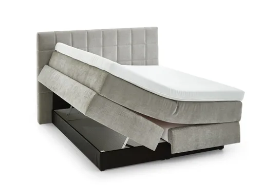 Boxspringbett - Liegefläche ca. 180x200 cm, Stoff, Grau