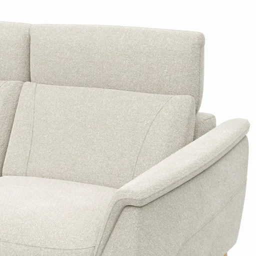 Ecksofa Nevin - Longchair links mit 2-Sitzer rechts, inkl. Kopfpolsterverstellung, Stoff, Weiß