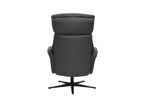 TV-Sessel MIO mit Hocker - drehbar, Kopfteilverstellung, Leder, Dunkelgrau