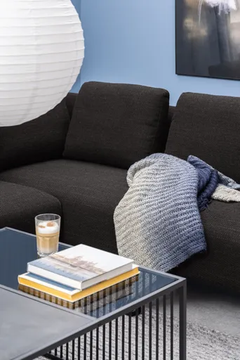 Couchtisch - LB ca. 80x80 cm, Marmoroptik, Schwarz