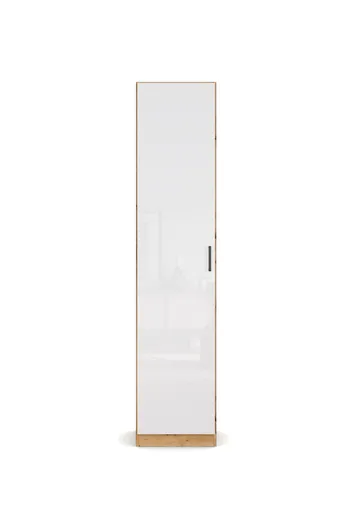 Drehtürenschrank RHONDA- B ca. 47 cm, Eiche Dekor, Weiß, Hochglanz