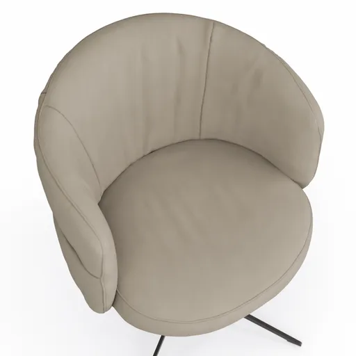 Armlehnstuhl Milana - drehbar, Leder, Offwhite