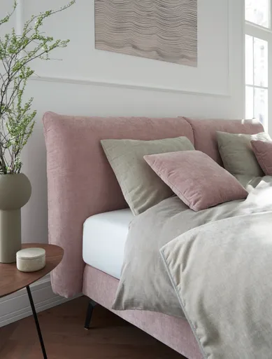 Boxspringbett Delia - Liegefläche 180x200 cm, Stoff, Rose 