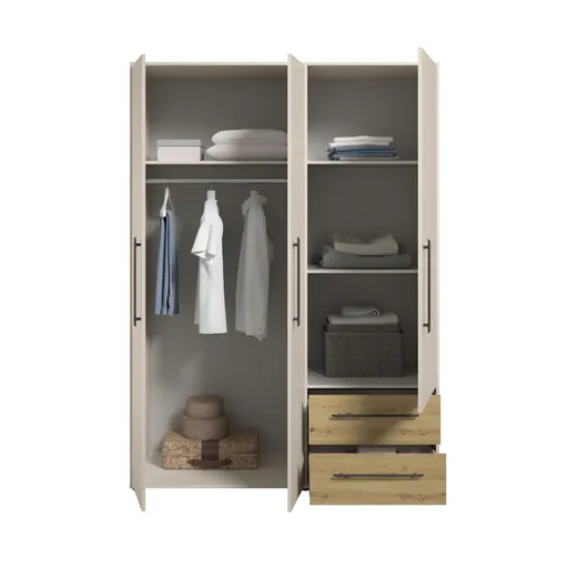  Drehtürenschrank FATHIE- B ca. 144 cm, Sand, Eiche Dekor