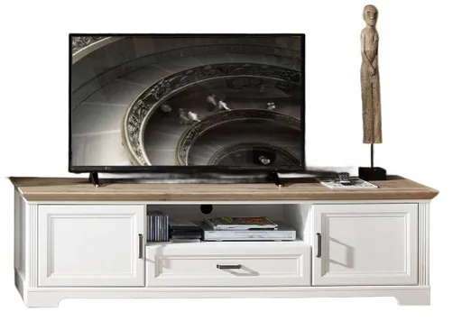 TV-Lowboard - B ca. 193 cm, Weiß, Artisan Eiche Nachbildung
