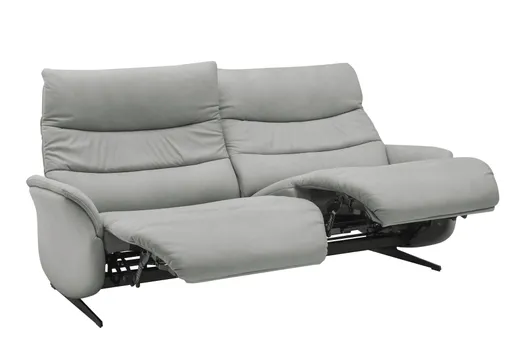 Sofa EM Lun - 3-Sitzer, Wall-Free Funktion, Kopfteilverstellung, Leder, grau