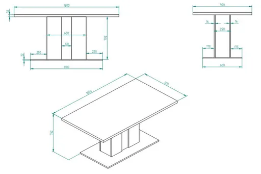 Esstisch - LB ca. 160x90 cm, Eiche Evoke Nachbildung, Salbeigrün