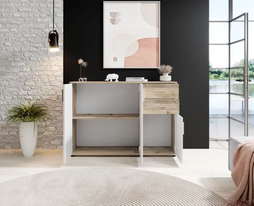 Kommode - B ca. 120 cm, Holz Nachbildung, Weiß