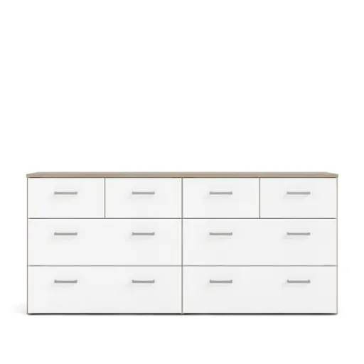 Kommode - B ca. 147 cm, Eiche Struktur Nachbildung, Weiß
