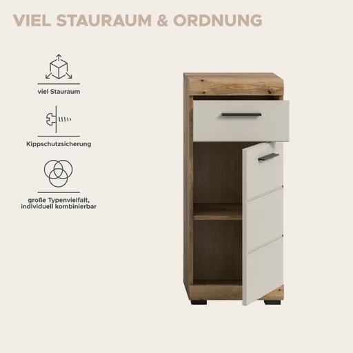 Standschrank - B ca. 37 cm, Evoke Eiche Nachbildung, Kaschmir