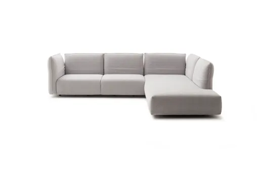 Ecksofa Motone - 2,5-Sitzer mit Ecke rechts, Stoff, Hellgrau