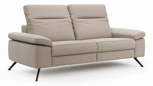 Sofa Rafaela 2.0 - 2,5-Sitzer inkl. Kopfteil verstellbar, Leder, Champagner