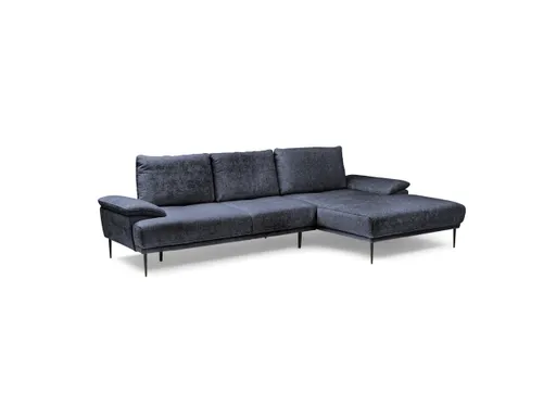 Ecksofa ENRIK - 2,5-Sitzer, Ecke rechts inkl. Sitztiefenverstellungen, Stoff, Navy
