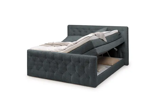 Boxspringbett- Liegefläche ca. 180x200 cm, Stoff, Schwarz