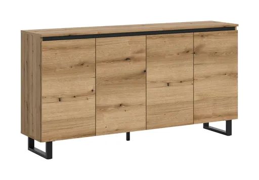 Sideboard - B ca. 160 cm, Evoke Eiche Nachbildung, Schwarz