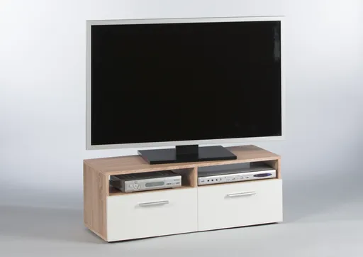 TV-Lowboard - B ca. 95 cm, Sonoma Eiche Nachbildung, Weiß